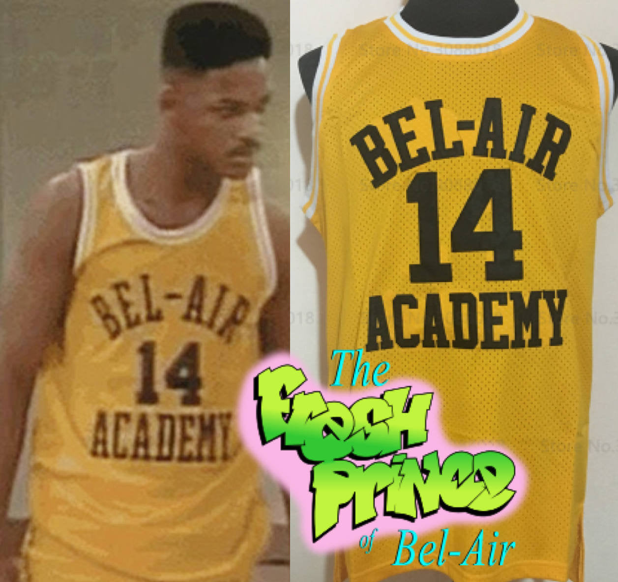  TIMBOW 14 The Fresh Prince of Bel Air Academy Mens Basketball  Jersey Shirts 90s Hip Hop Clothes for Party Black Yellow Embroidered :  Sports & Outdoors