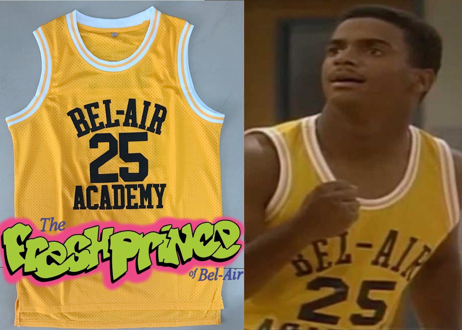 JordansSecretStuff Carlton Banks Fresh Prince of Bell-Air TV #25 Basketball Jersey Custom Throwback 90's Retro TV Show Jersey 3XL