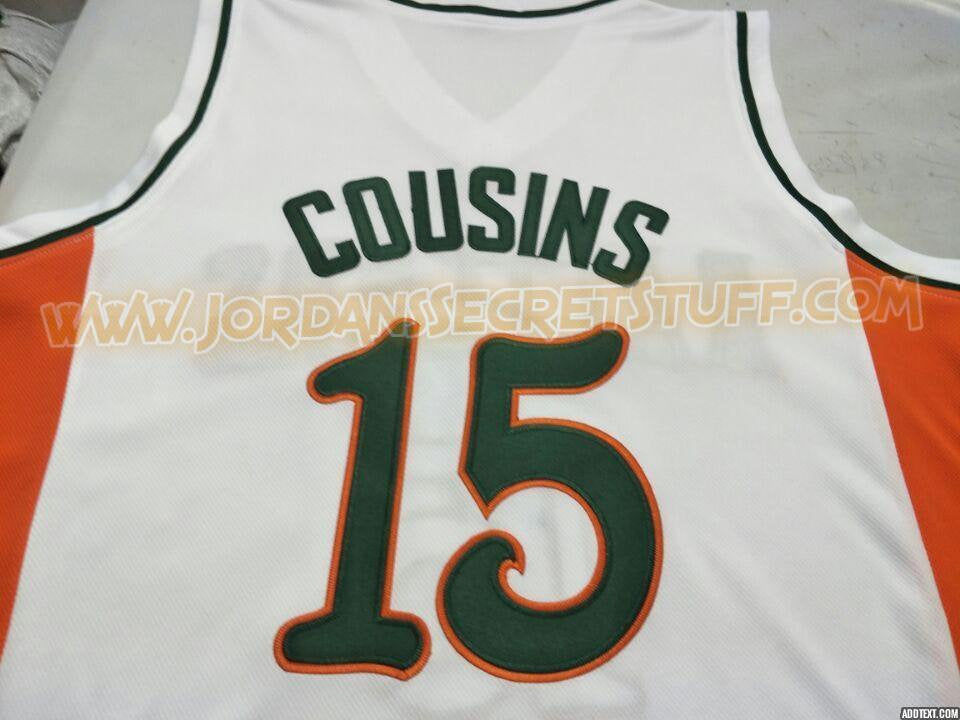 Custom Retro DeMarcus Cousins 15 High School Basketball Jersey Sewn White  Orange