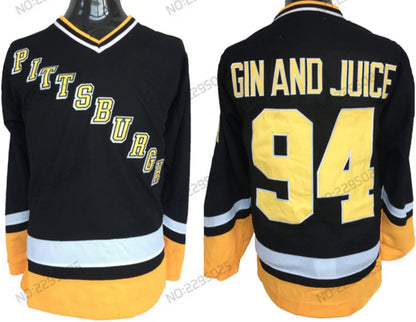 Snoop Dogg "Gin and Juice" Pittsburgh Hockey #94 Music Jersey Custom Throwback 90's Retro Music Jersey