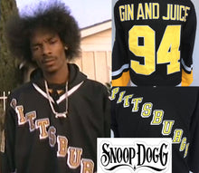 Load image into Gallery viewer, Snoop Dogg &quot;Gin and Juice&quot; Pittsburgh Hockey #94 Music Jersey Custom Throwback 90&#39;s Retro Music Jersey