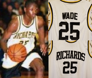 FLASH SALE! Dwyane Wade Richards High School Basketball Jersey Custom Throwback Retro Jersey