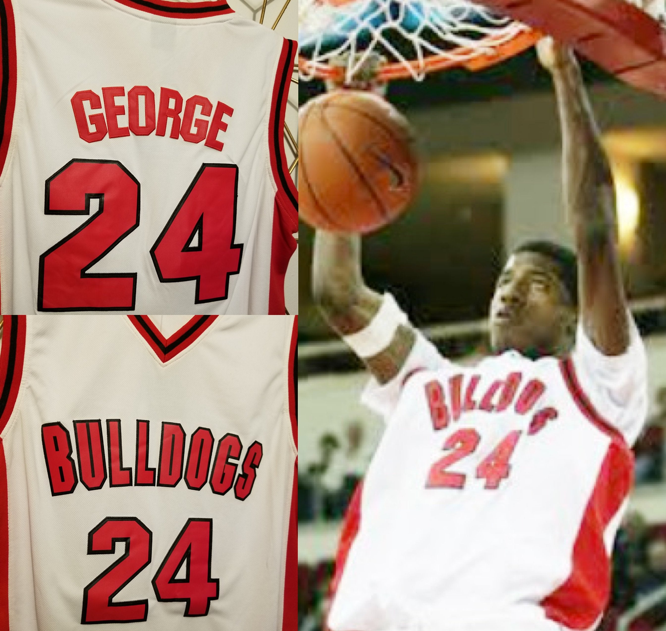 JordansSecretStuff Paul George Bulldogs High School Basketball Jersey Pg13 Throwback Retro Jersey M / Red