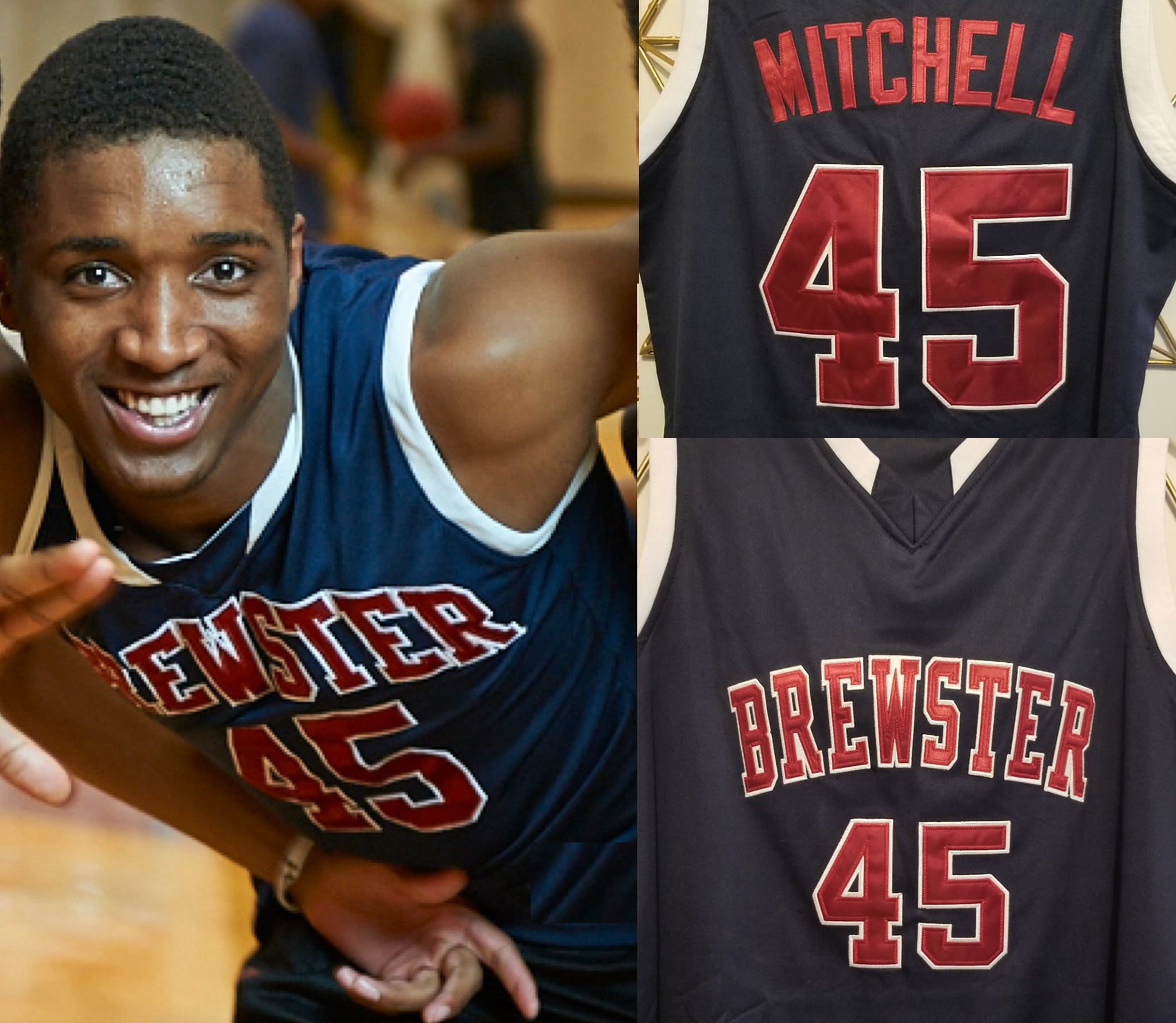 JordansSecretStuff Donovan Mitchell Brewster High School Basketball Jersey Custom Throwback Retro Jersey White / L