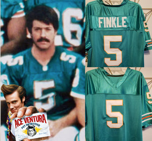 JordansSecretStuff Ray Finkle Ace Ventura Movie Miami Dolphins Football #5 Movie Jersey Custom Throwback 90's Retro Movie Jersey XL