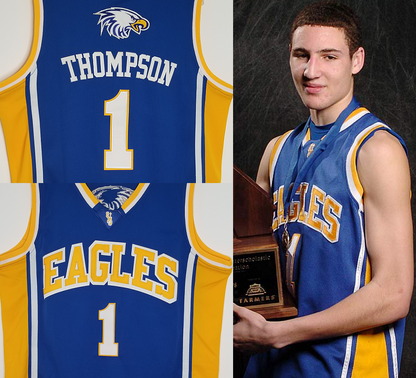 Klay Thompson Eagles High School Basketball Jersey (Away) Custom Throwback Retro Jersey